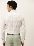 Jainish Men's Formal Cotton Horizontal Striped Shirt ( SF 790White ) - Distacart