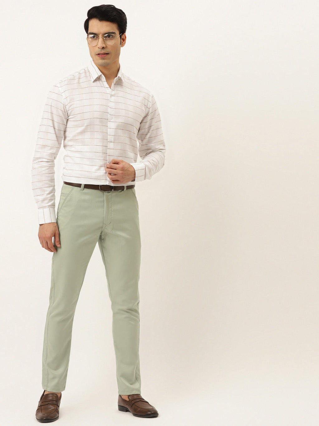 Jainish Men's Formal Cotton Horizontal Striped Shirt ( SF 790White ) - Distacart