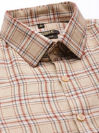 Jainish Men's Cotton Checked Formal Shirts ( SF 791Brown ) - Distacart