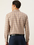 Jainish Men's Cotton Checked Formal Shirts ( SF 791Brown ) - Distacart