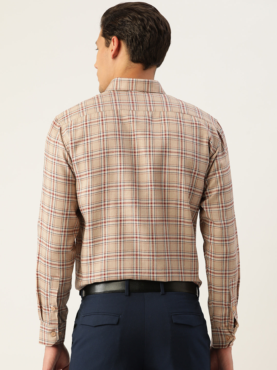 Jainish Men's Cotton Checked Formal Shirts ( SF 791Brown ) - Distacart