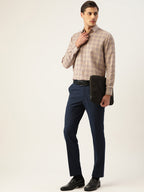 Jainish Men's Cotton Checked Formal Shirts ( SF 791Brown ) - Distacart