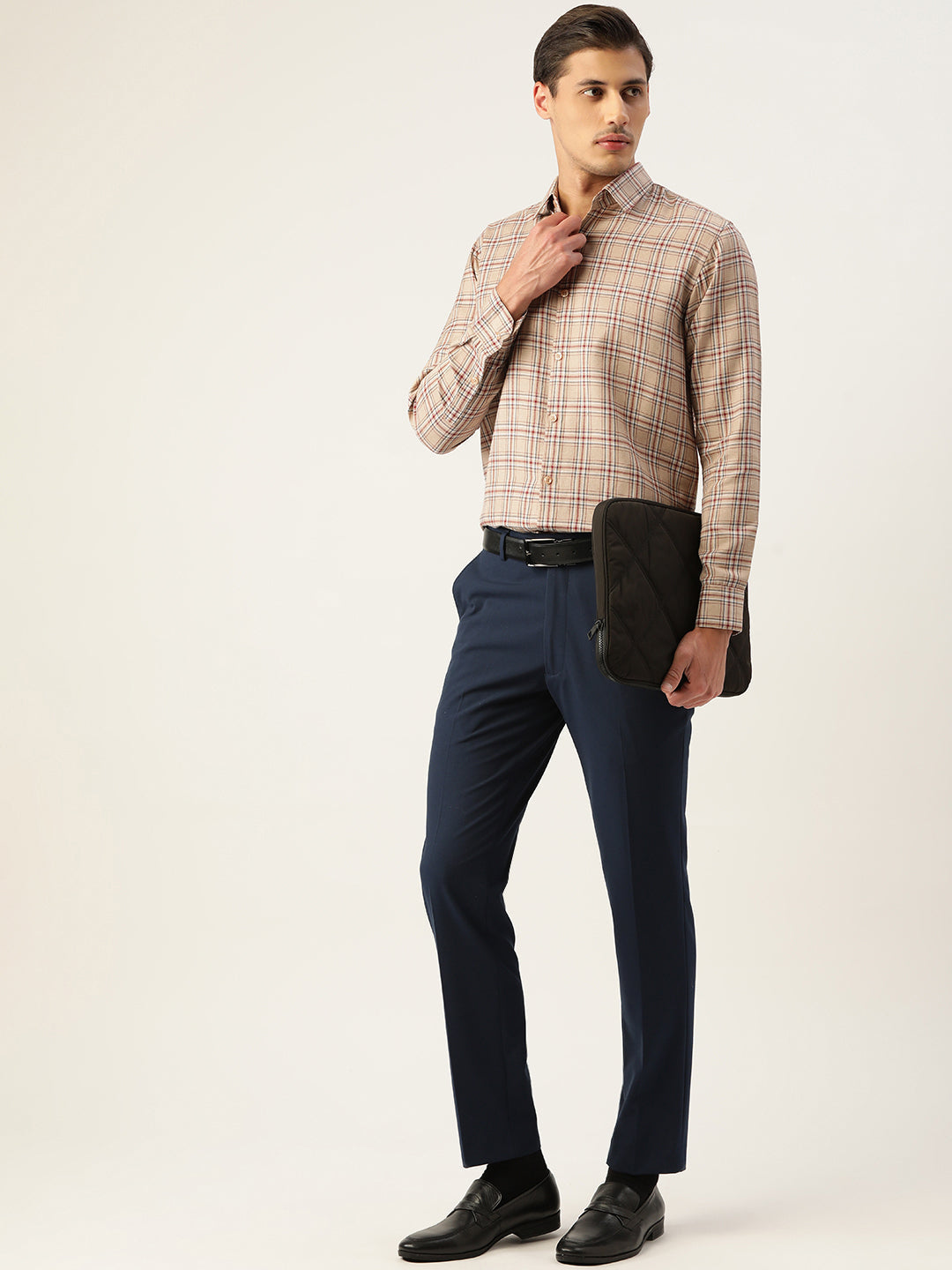 Jainish Men's Cotton Checked Formal Shirts ( SF 791Brown ) - Distacart