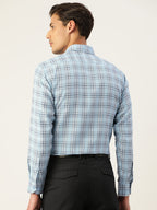 Jainish Men's Cotton Checked Formal Shirts ( SF 791Sky ) - Distacart