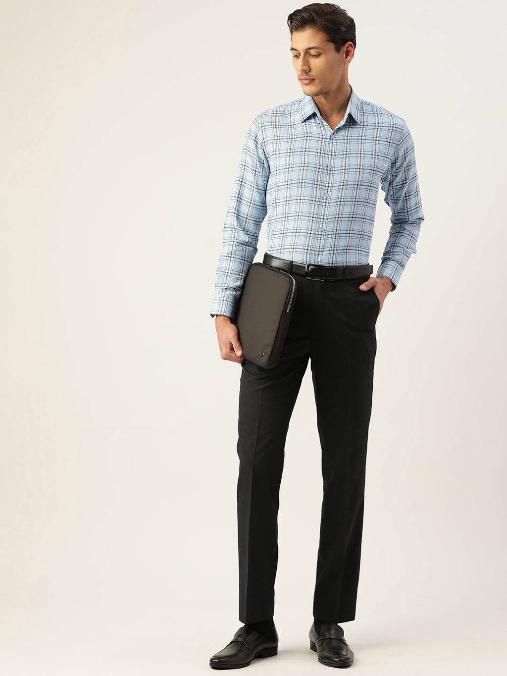 Jainish Men's Cotton Checked Formal Shirts ( SF 791Sky ) - Distacart