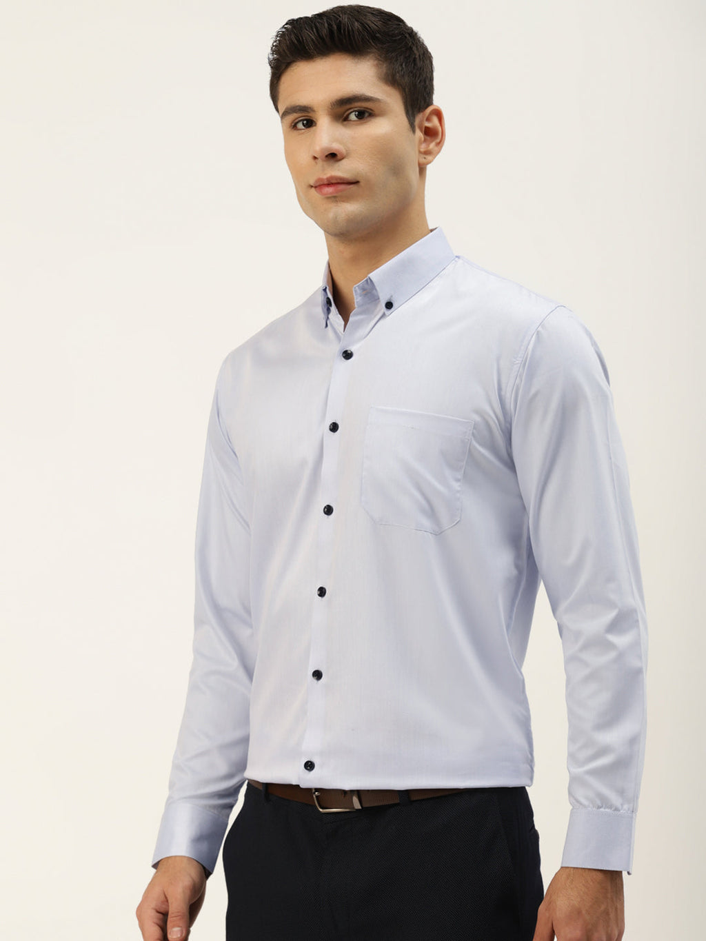 Jainish Men's Solid Formal Cotton Shirt ( SF 792Sky ) - Distacart
