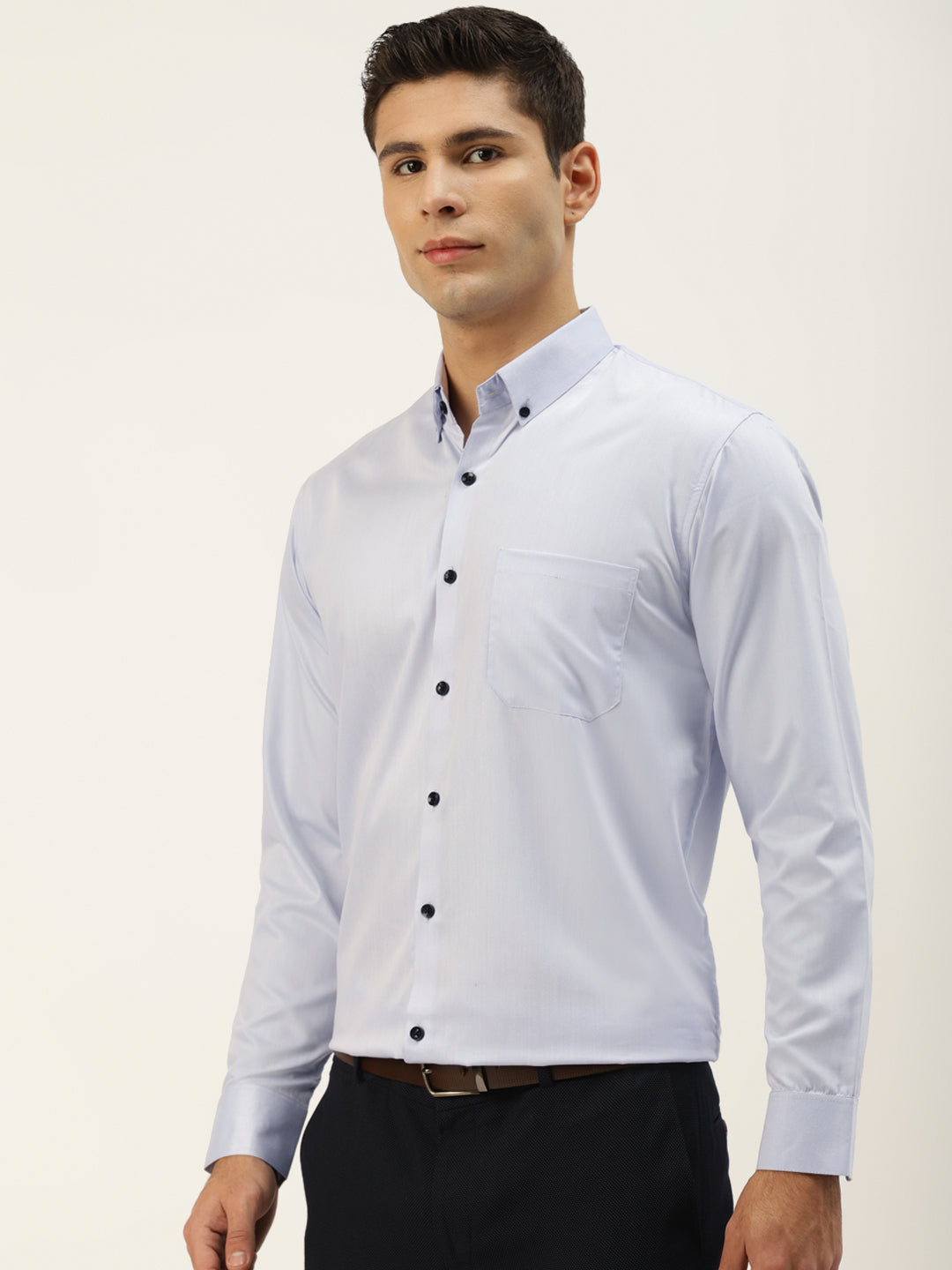 Jainish Men's Solid Formal Cotton Shirt ( SF 792Sky ) - Distacart