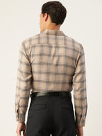 Jainish Men's Cotton Checked Formal Shirts ( SF 793Brown ) - Distacart