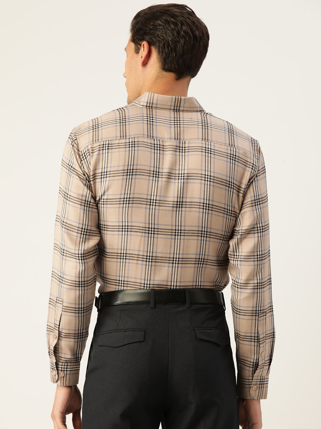 Jainish Men's Cotton Checked Formal Shirts ( SF 793Brown ) - Distacart
