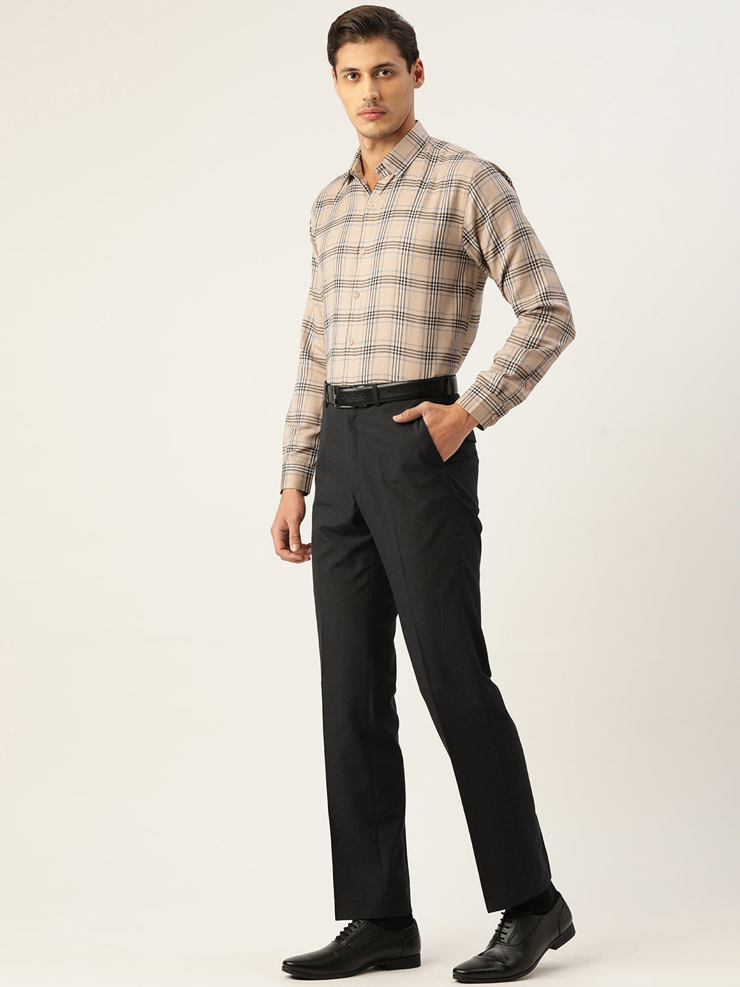 Jainish Men's Cotton Checked Formal Shirts ( SF 793Brown ) - Distacart