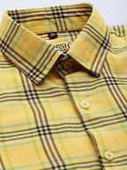 Jainish Men's Cotton Checked Formal Shirts ( SF 793Yellow ) - Distacart