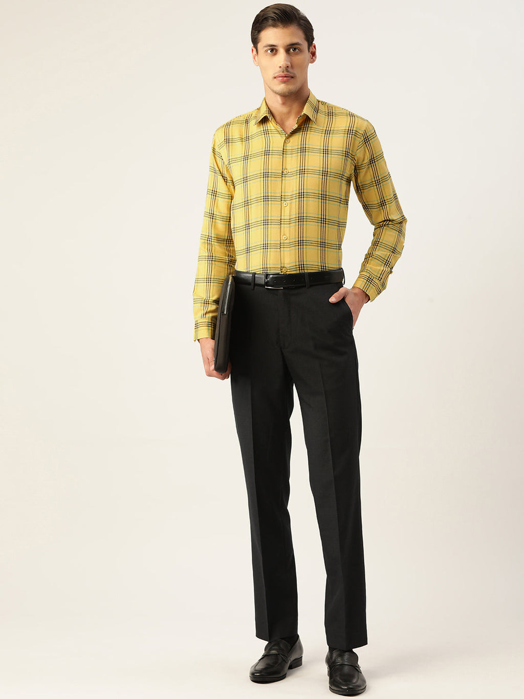 Jainish Men's Cotton Checked Formal Shirts ( SF 793Yellow ) - Distacart