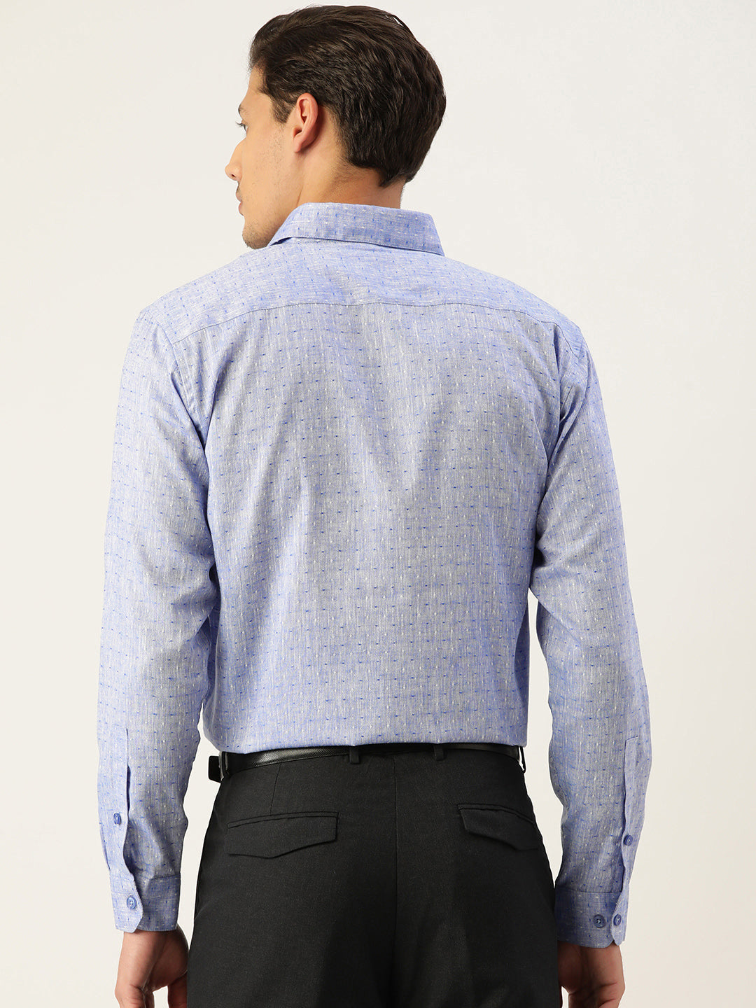 Jainish Men's Linen Cotton Polka Dots Formal Shirts ( SF 794Blue ) - Distacart