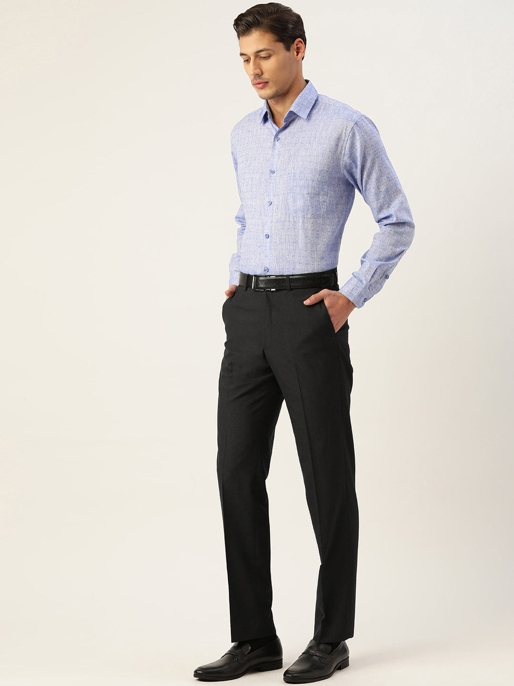 Jainish Men's Linen Cotton Polka Dots Formal Shirts ( SF 794Blue ) - Distacart