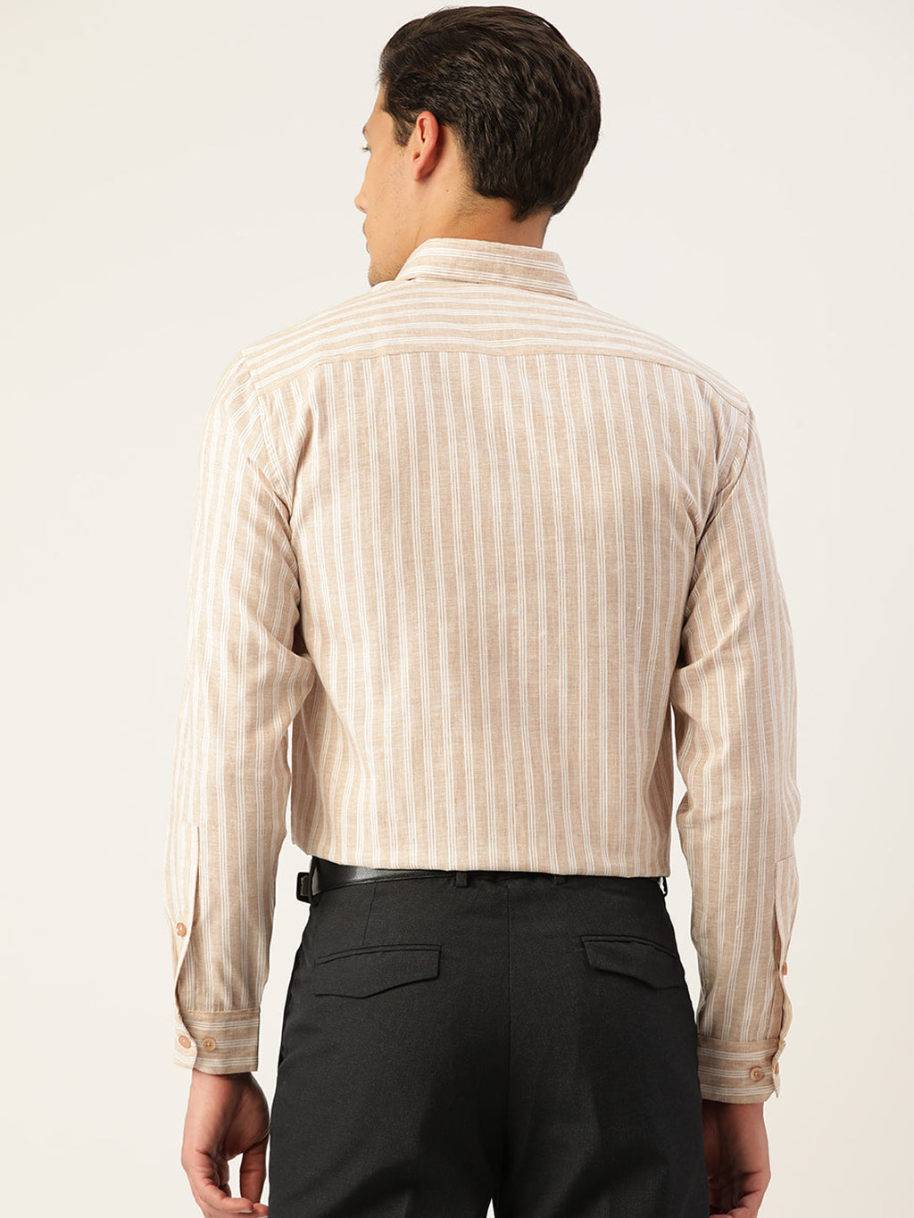 Jainish Men's Cotton Striped Formal Shirts ( SF 795Beige ) - Distacart