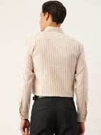 Jainish Men's Cotton Striped Formal Shirts ( SF 795Beige ) - Distacart