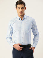 Jainish Men's Cotton Striped Formal Shirts ( SF 795Light-Blue ) - Distacart