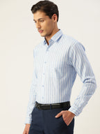 Jainish Men's Cotton Striped Formal Shirts ( SF 795Light-Blue ) - Distacart