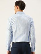 Jainish Men's Cotton Striped Formal Shirts ( SF 795Light-Blue ) - Distacart