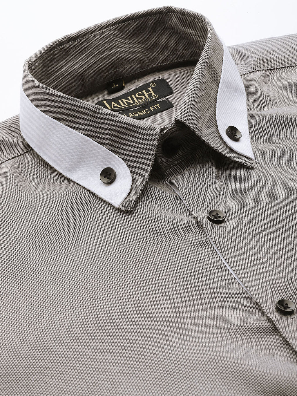 Jainish Men's Cotton Solid Formal Shirts ( SF 796Charcoal ) - Distacart