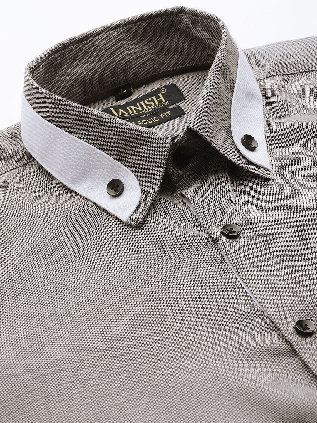 Jainish Men's Cotton Solid Formal Shirts ( SF 796Charcoal ) - Distacart