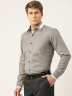 Jainish Men's Cotton Solid Formal Shirts ( SF 796Charcoal ) - Distacart