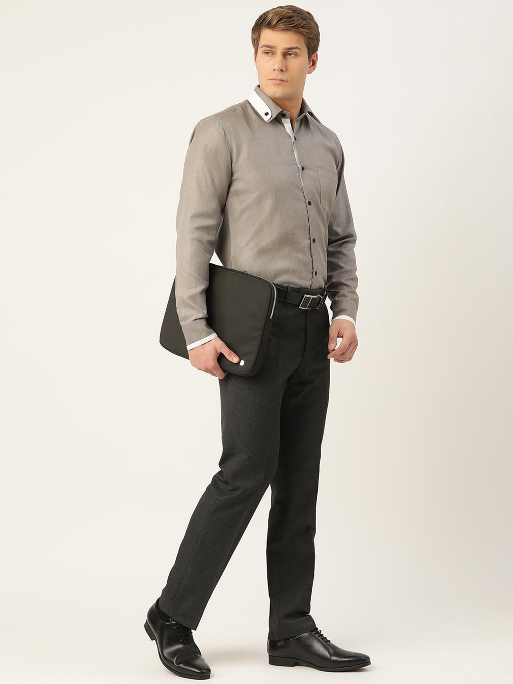 Jainish Men's Cotton Solid Formal Shirts ( SF 796Charcoal ) - Distacart