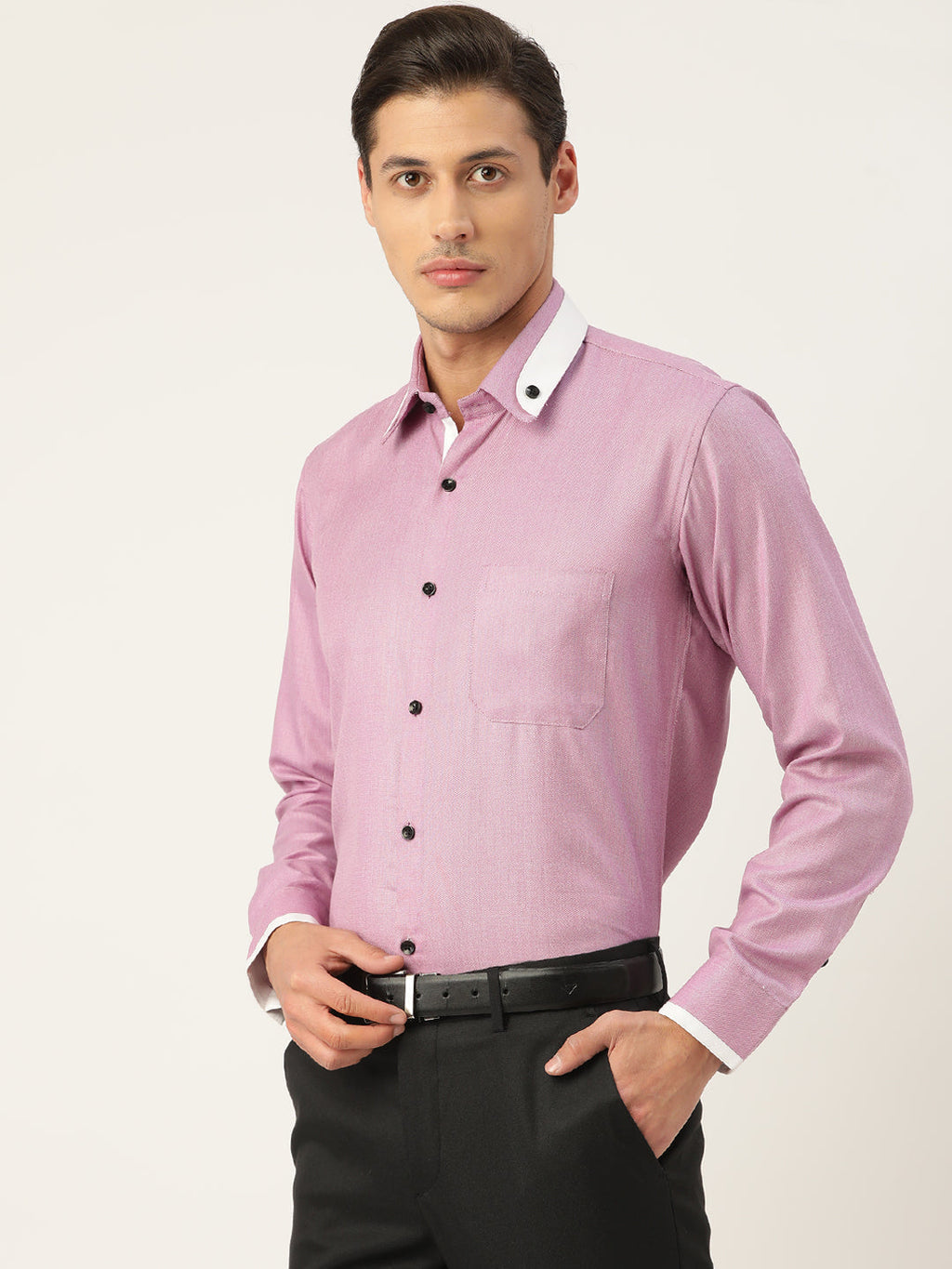Jainish Men's Cotton Solid Formal Shirts ( SF 796Purple ) - Distacart