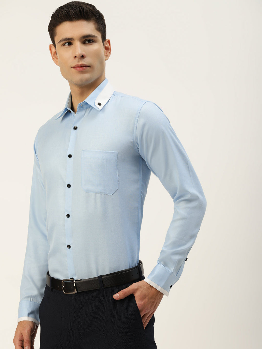 Jainish Men's Cotton Solid Formal Shirts ( SF 796Sky ) - Distacart