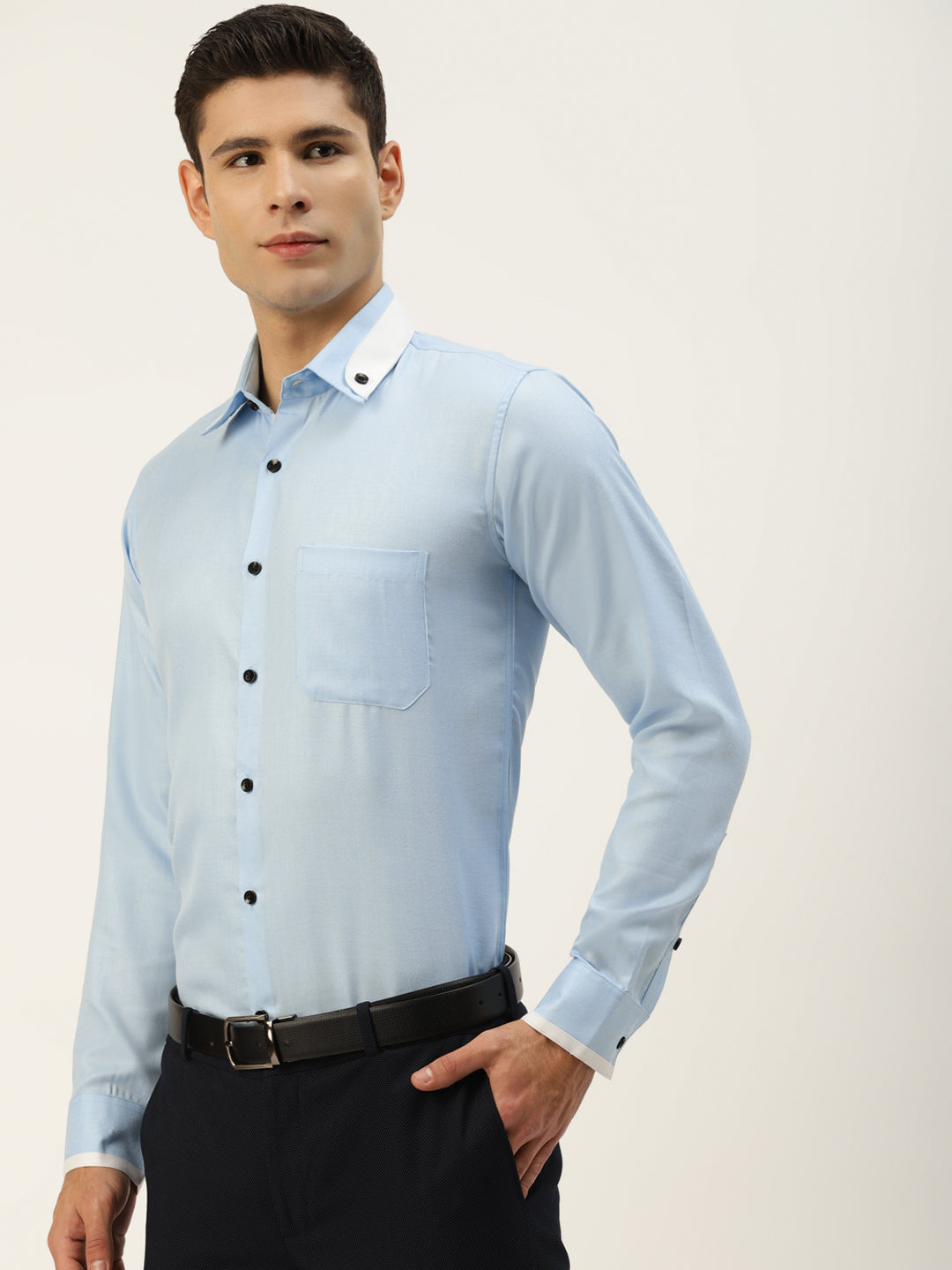 Jainish Men's Cotton Solid Formal Shirts ( SF 796Sky ) - Distacart