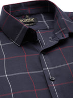 Jainish Men's Cotton Checked Formal Shirts ( SF 797Navy ) - Distacart