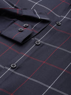 Jainish Men's Cotton Checked Formal Shirts ( SF 797Navy ) - Distacart