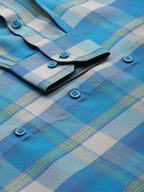 Jainish Men's Cotton Checked Formal Shirts ( SF 798Sky ) - Distacart
