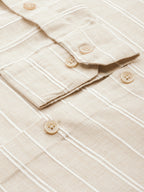 Jainish Men's Cotton Striped Formal Shirts ( SF 799Cream ) - Distacart