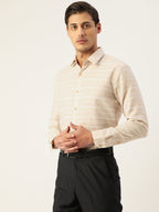 Jainish Men's Cotton Striped Formal Shirts ( SF 799Cream ) - Distacart