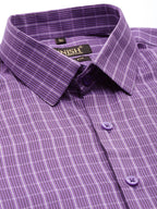 Jainish Men's Cotton Checked Formal Shirts ( SF 800Voilet ) - Distacart