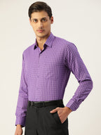 Jainish Men's Cotton Checked Formal Shirts ( SF 800Voilet ) - Distacart