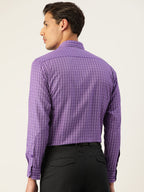 Jainish Men's Cotton Checked Formal Shirts ( SF 800Voilet ) - Distacart