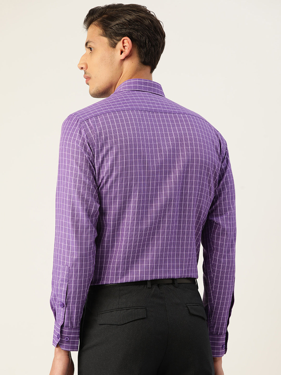 Jainish Men's Cotton Checked Formal Shirts ( SF 800Voilet ) - Distacart