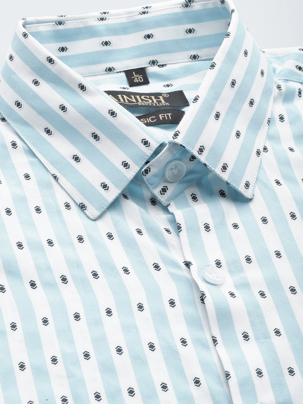 Jainish Men's Cotton Striped Formal Shirts ( SF 801Sky ) - Distacart