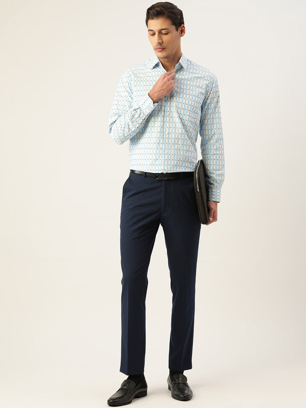 Jainish Men's Cotton Striped Formal Shirts ( SF 801Sky ) - Distacart