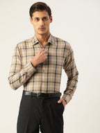 Jainish Men's Cotton Checked Formal Shirts ( SF 803Beige ) - Distacart