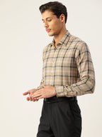 Jainish Men's Cotton Checked Formal Shirts ( SF 803Beige ) - Distacart