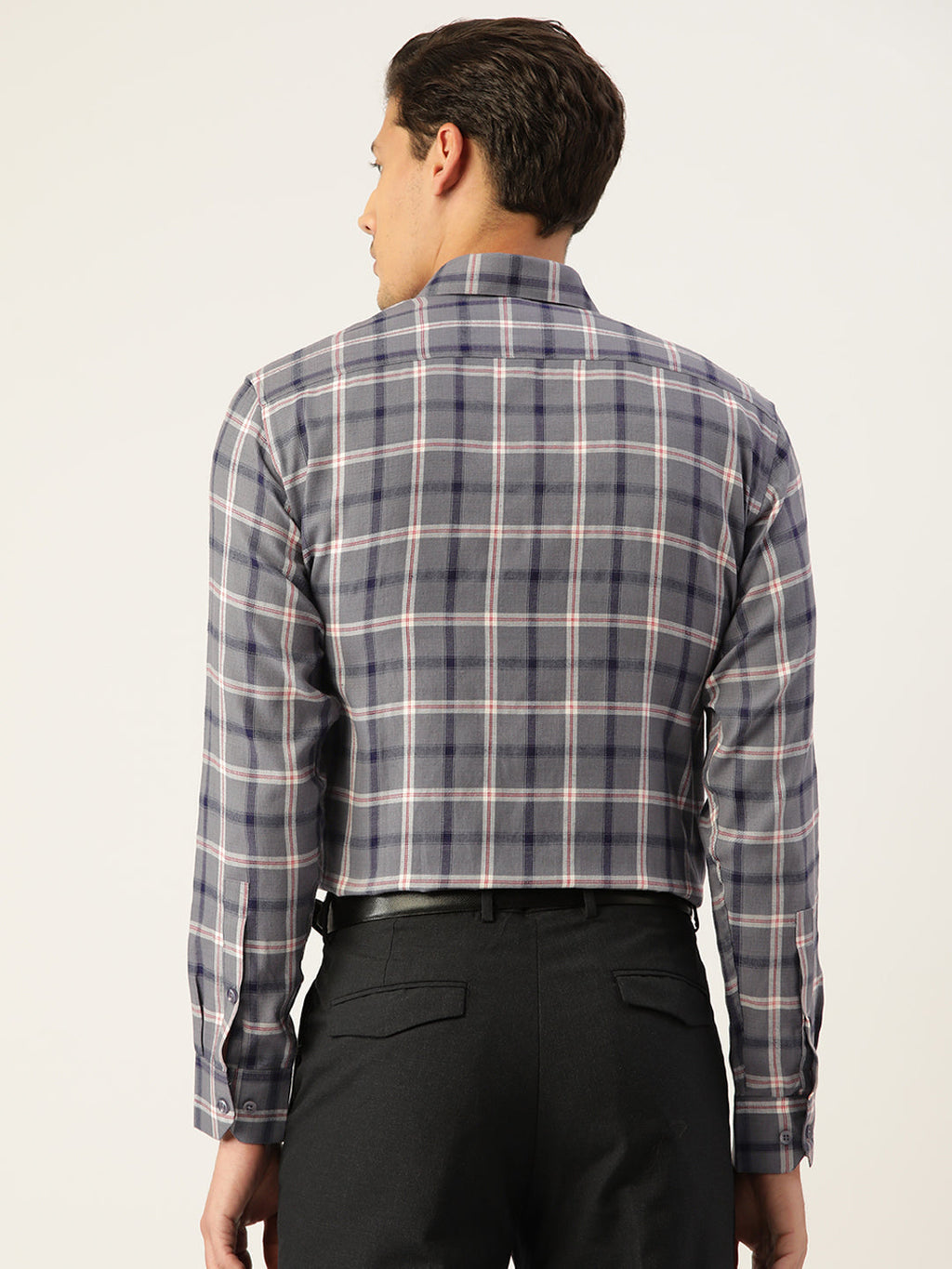 Jainish Men's Cotton Checked Formal Shirts ( SF 803Grey ) - Distacart
