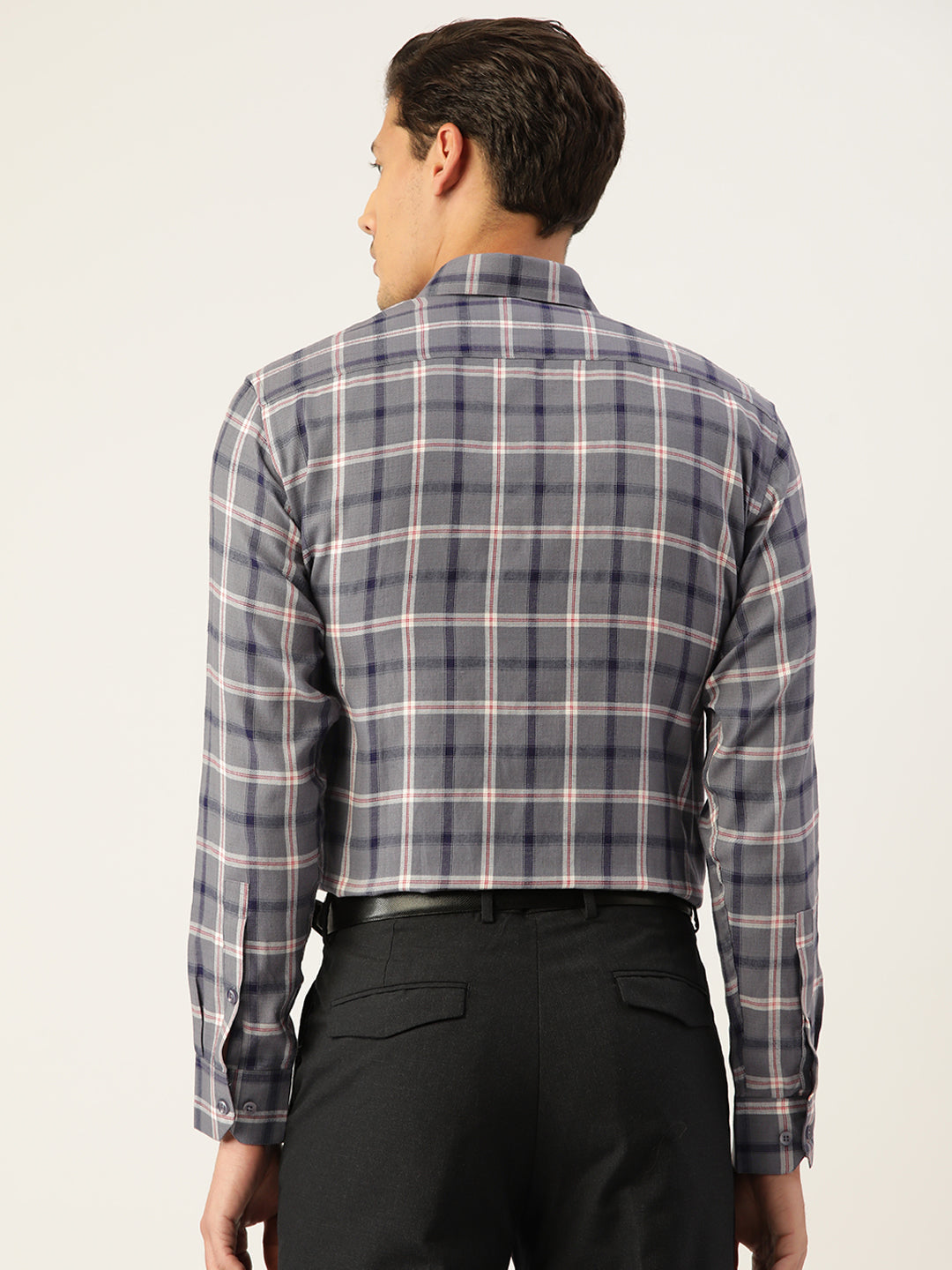 Jainish Men's Cotton Checked Formal Shirts ( SF 803Grey ) - Distacart