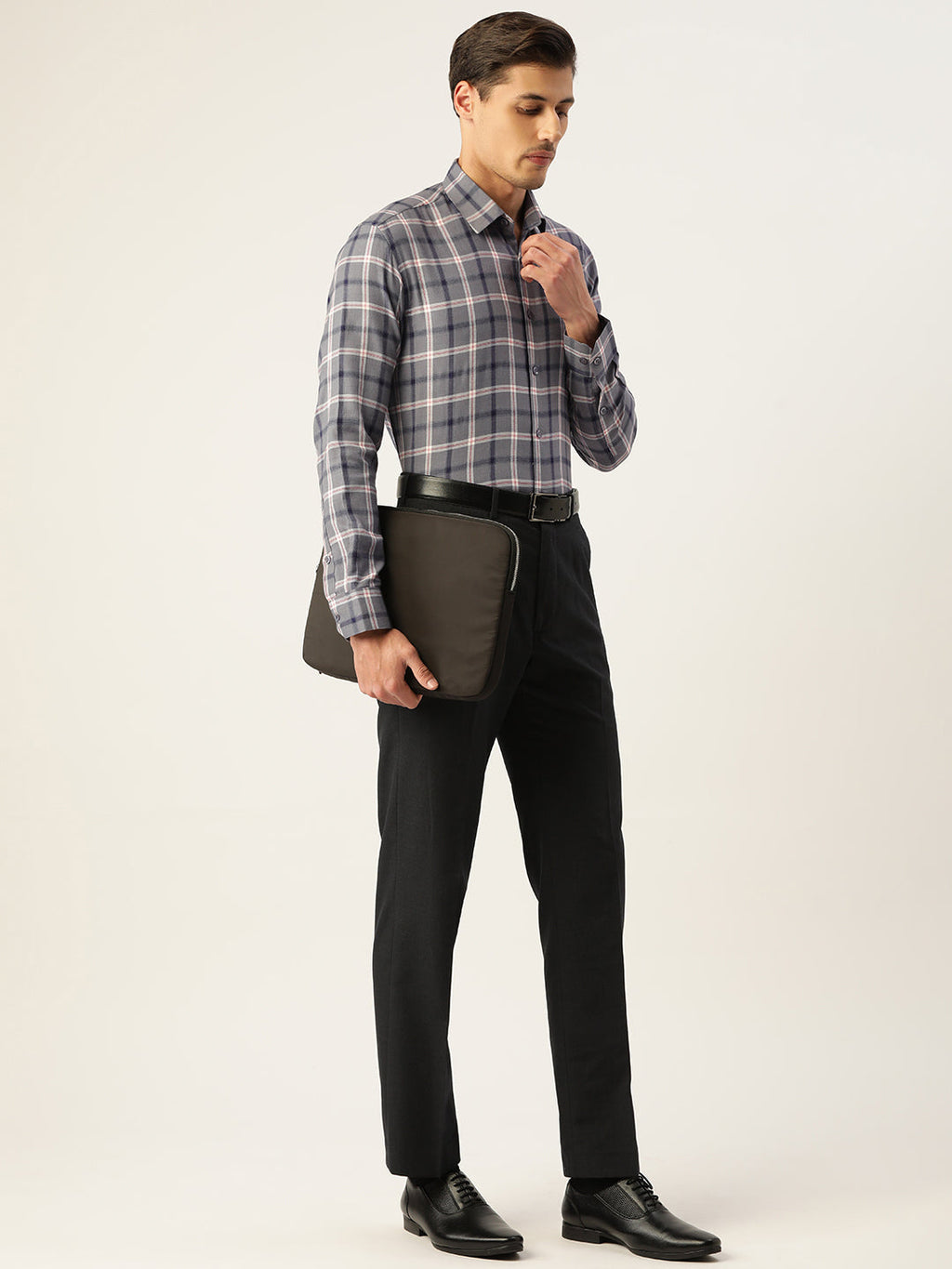 Jainish Men's Cotton Checked Formal Shirts ( SF 803Grey ) - Distacart