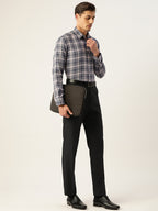 Jainish Men's Cotton Checked Formal Shirts ( SF 803Grey ) - Distacart