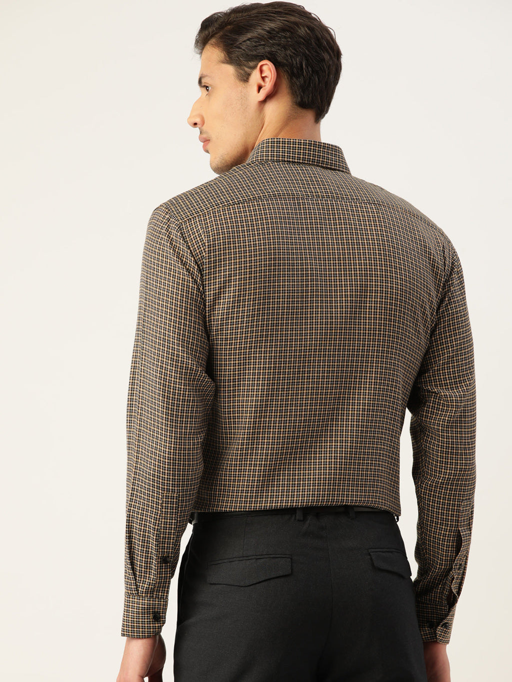 Jainish Men's Cotton Checked Formal Shirts ( SF 804Black ) - Distacart