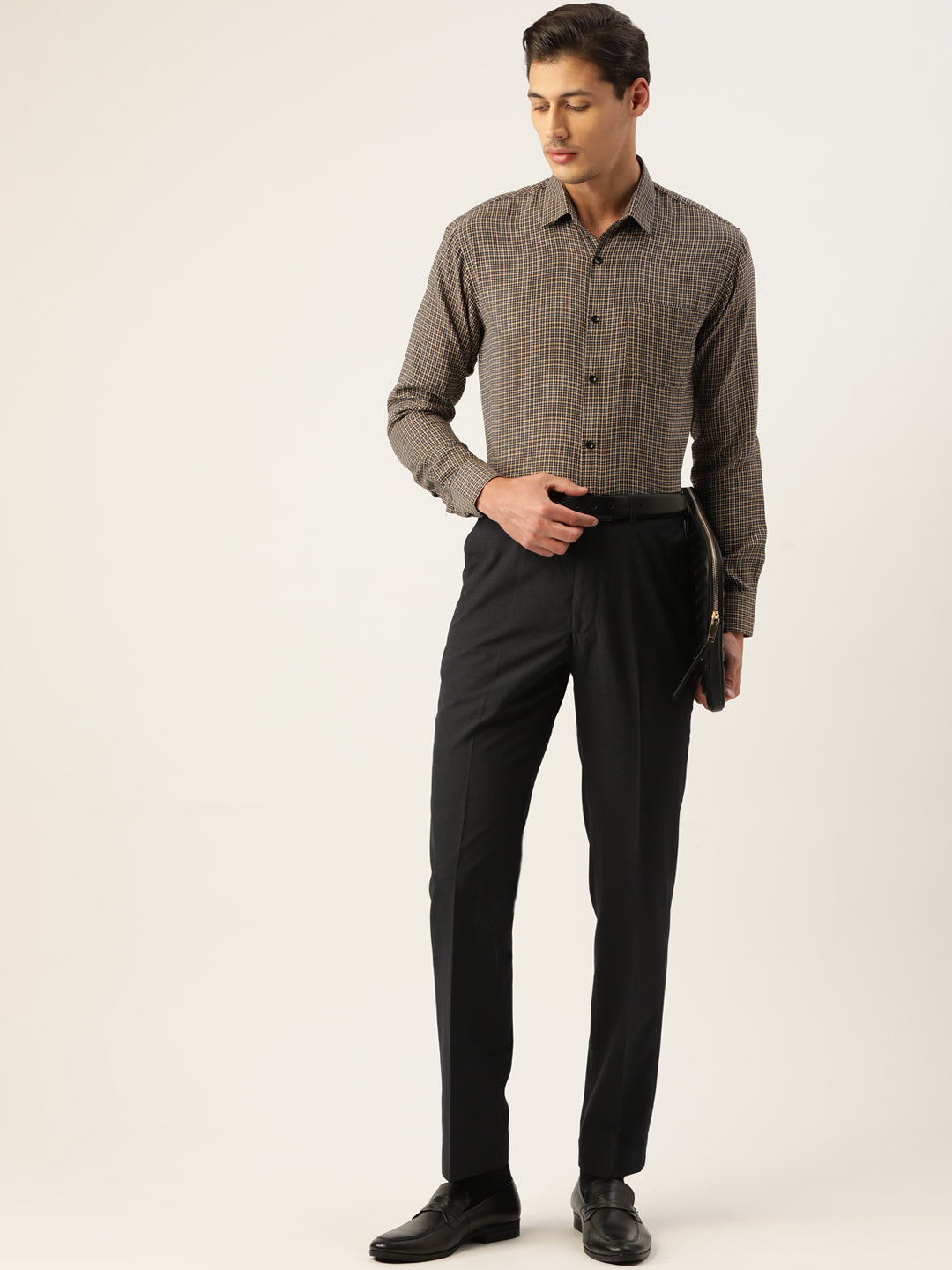 Jainish Men's Cotton Checked Formal Shirts ( SF 804Black ) - Distacart