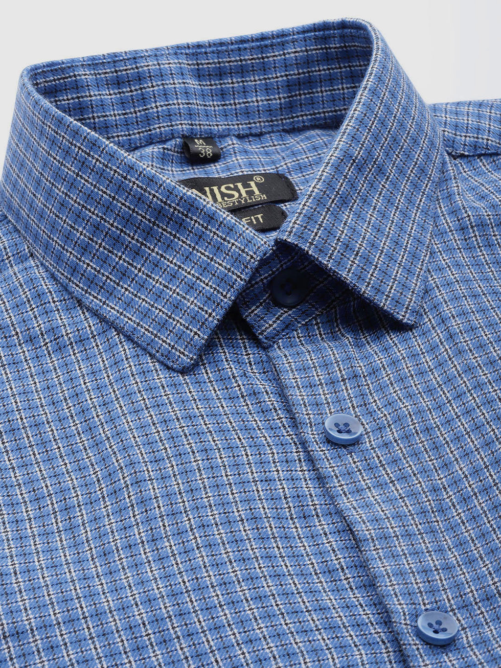 Jainish Men's Cotton Checked Formal Shirts ( SF 804Blue ) - Distacart